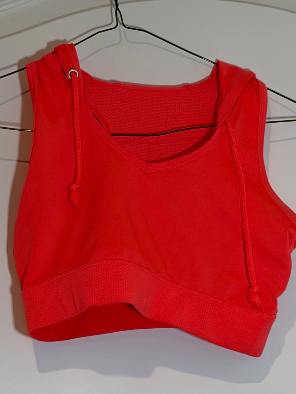 Forever 21 Red Hooded Crop Muscle Tee